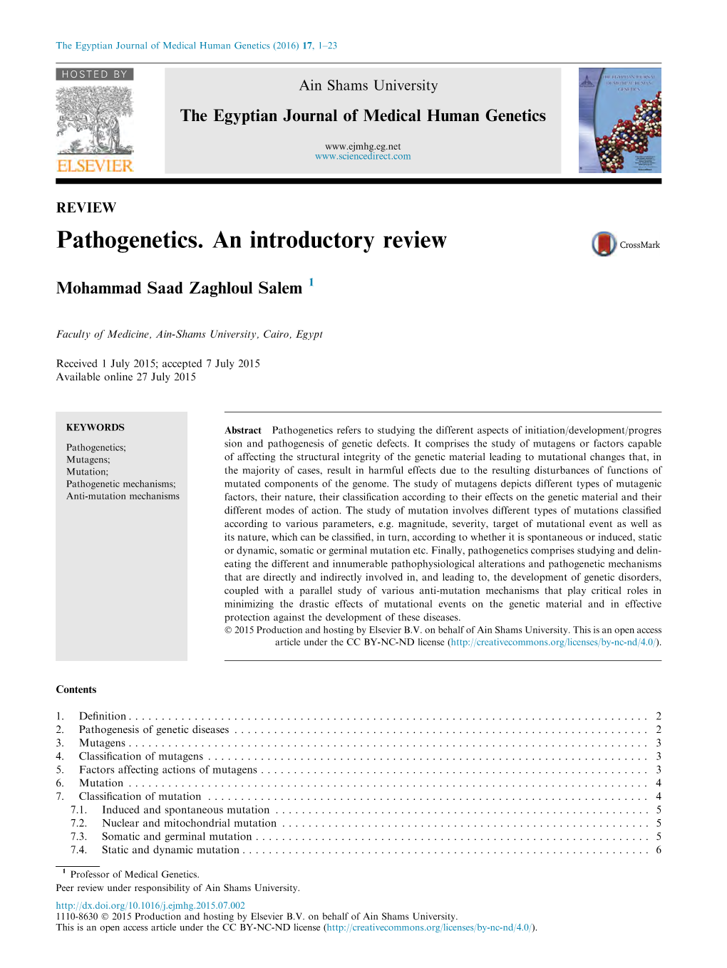 Pathogenetics. an Introductory Review