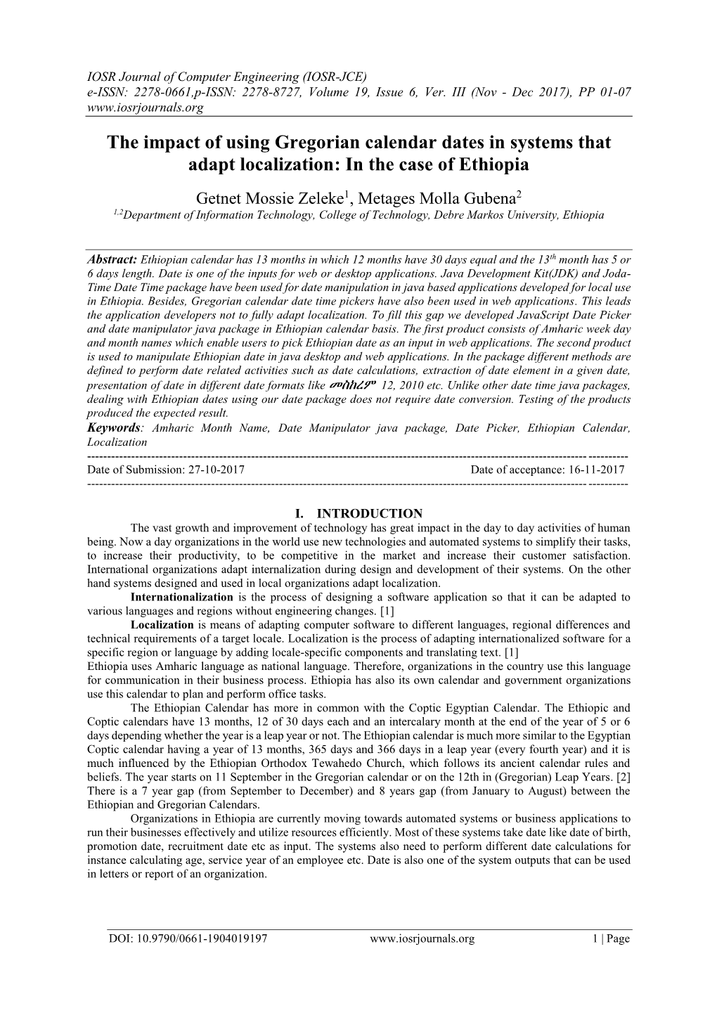 The Impact of Using Gregorian Calendar Dates in Systems That Adapt Localization: in the Case of Ethiopia