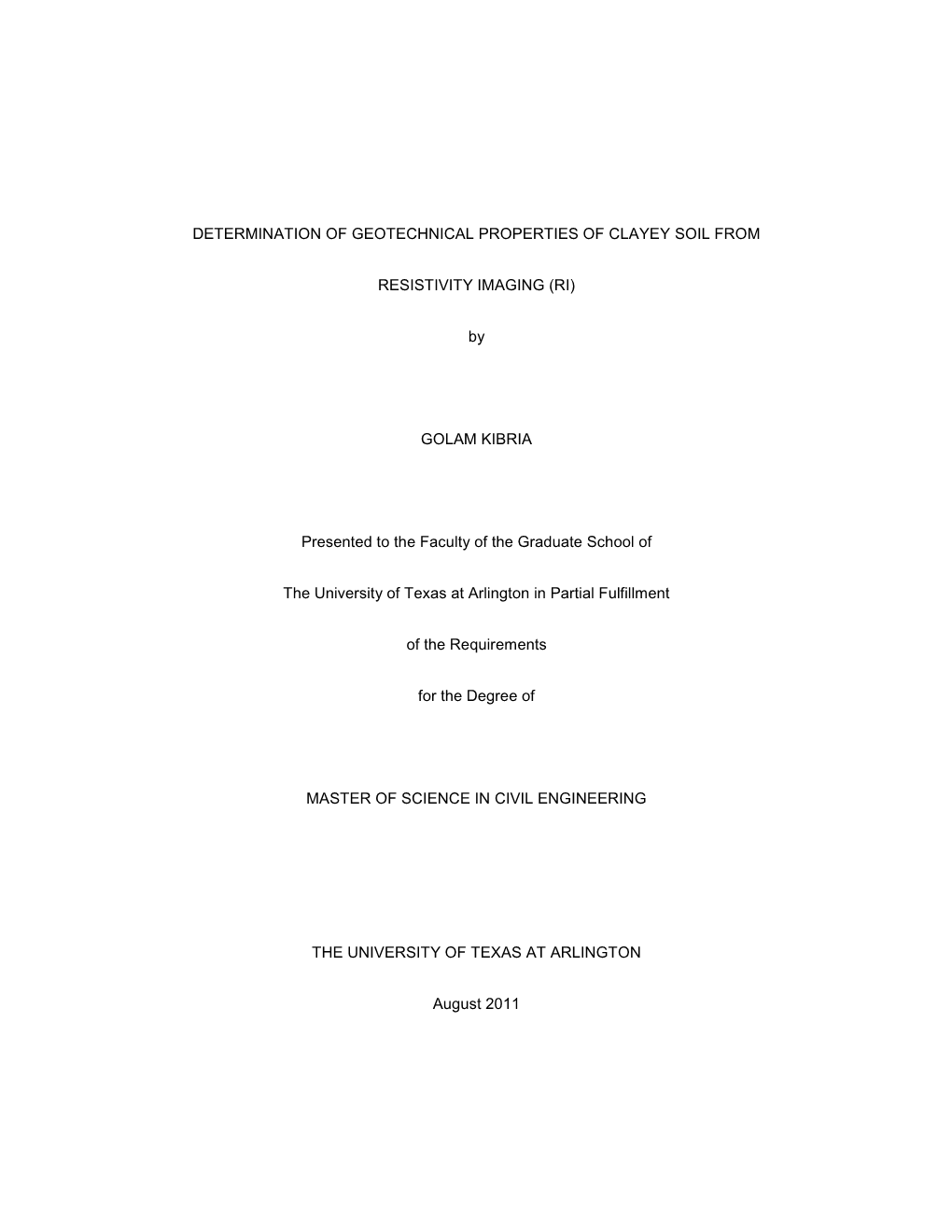 Determination of Geotechnical Properties of Clayey Soil From