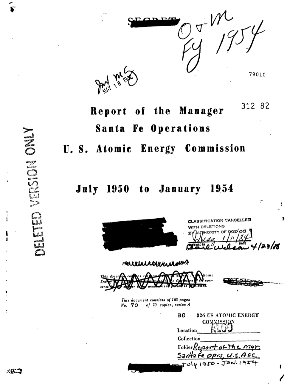 Report of the Manager Santa Fe Operations U.S. Atomic