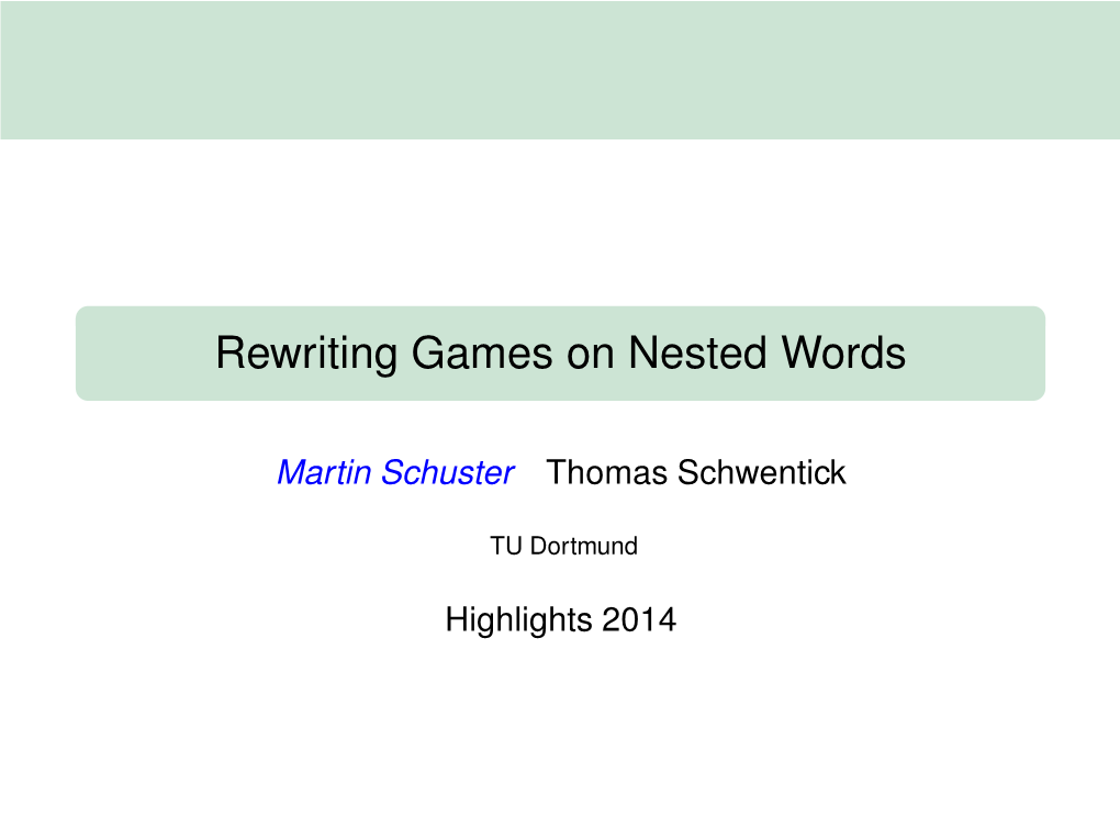 Rewriting Games on Nested Words