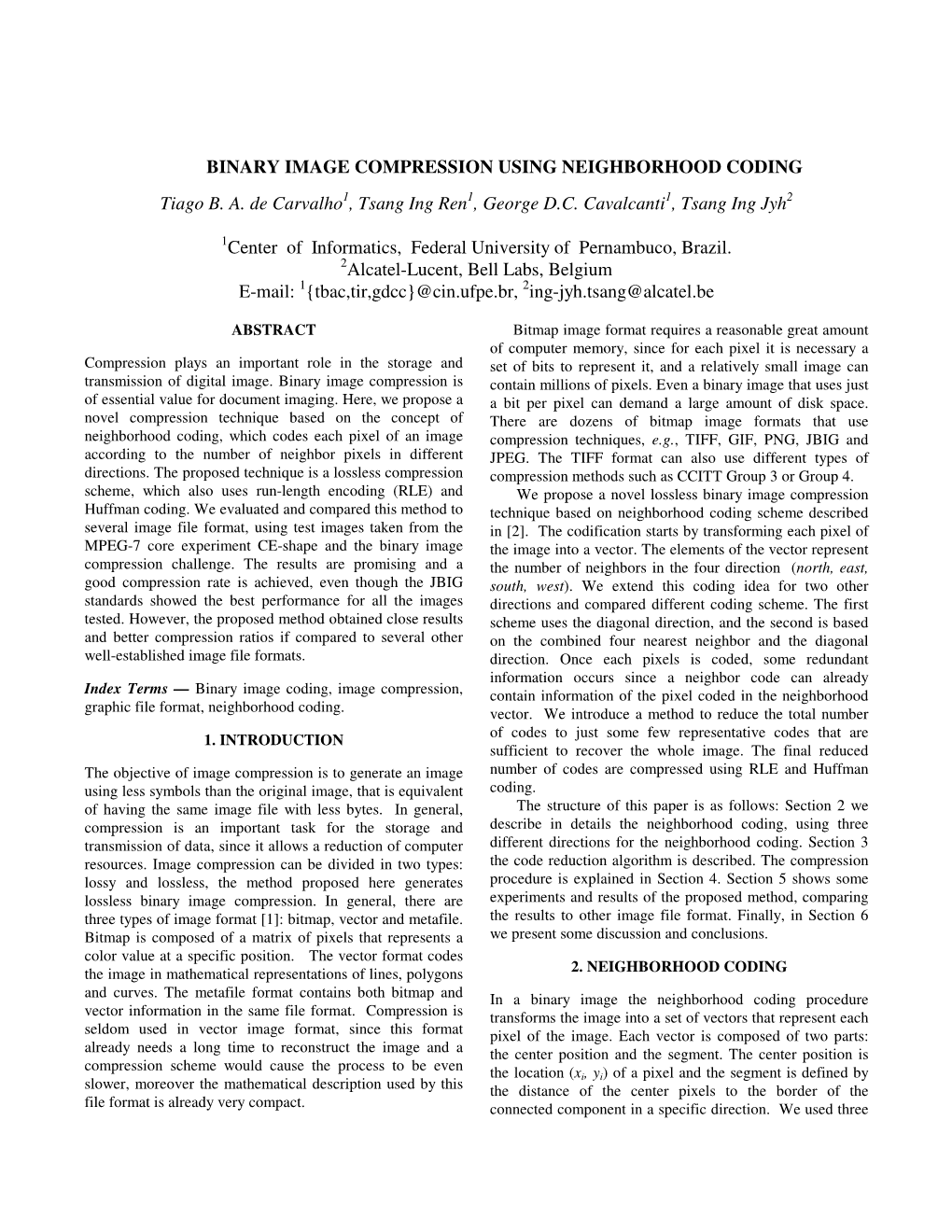 Binary Image Compression Using Neighborhood Coding