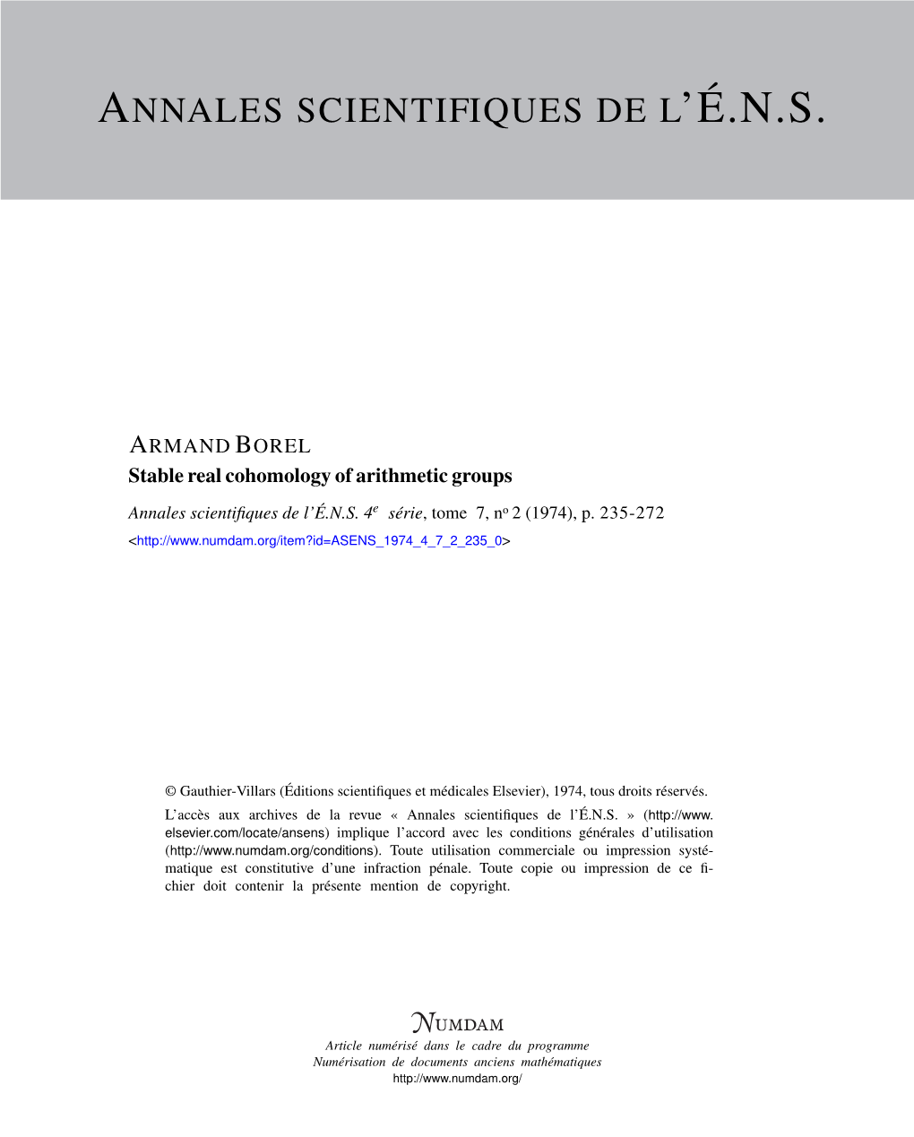 Stable Real Cohomology of Arithmetic Groups