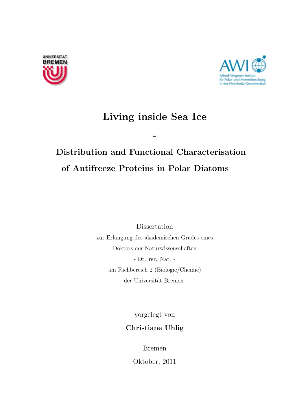 Distribution and Functional Characterisation of Antifreeze Proteins in Polar Diatoms