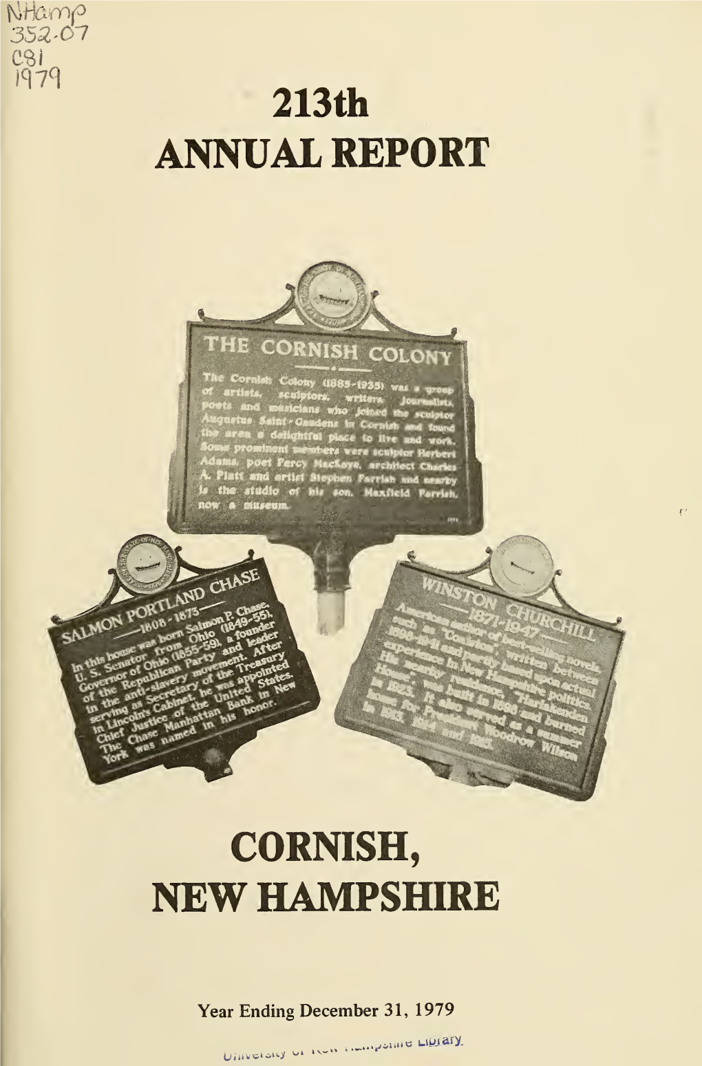 213Th Annual Report of the Selectmen and Other Town Officers, Cornish
