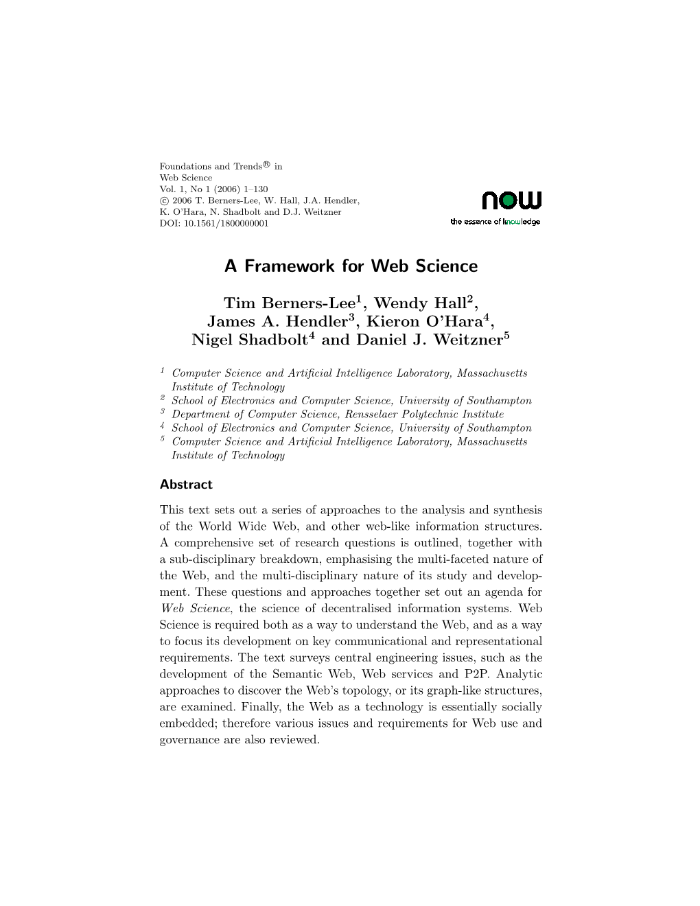 A Framework for Web Science