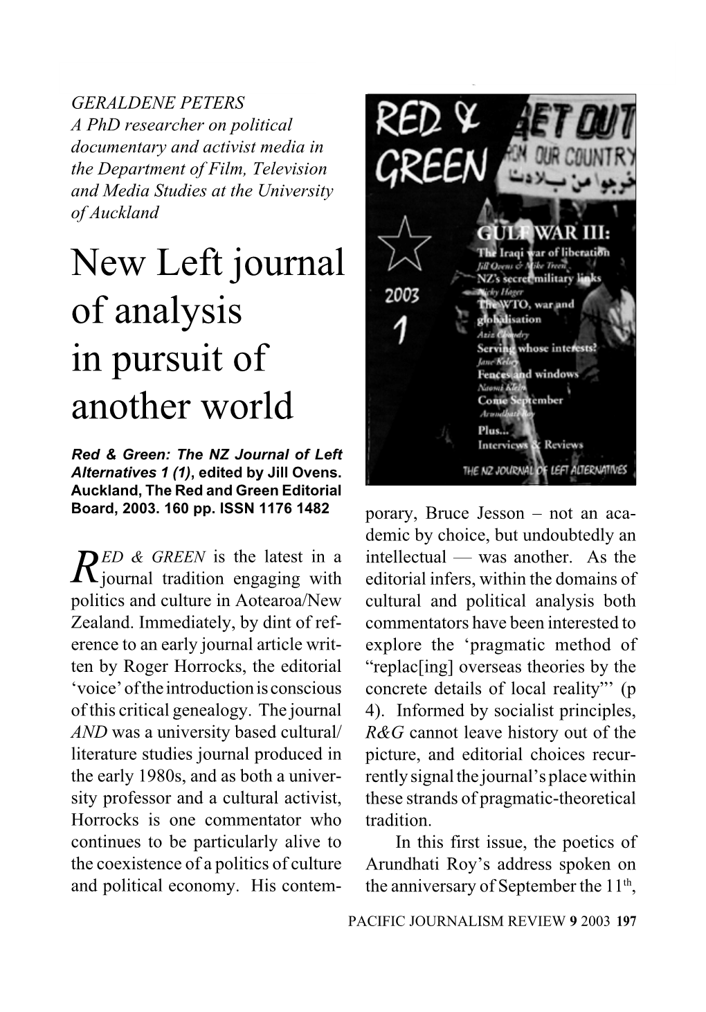 New Left Journal of Analysis in Pursuit of Another World