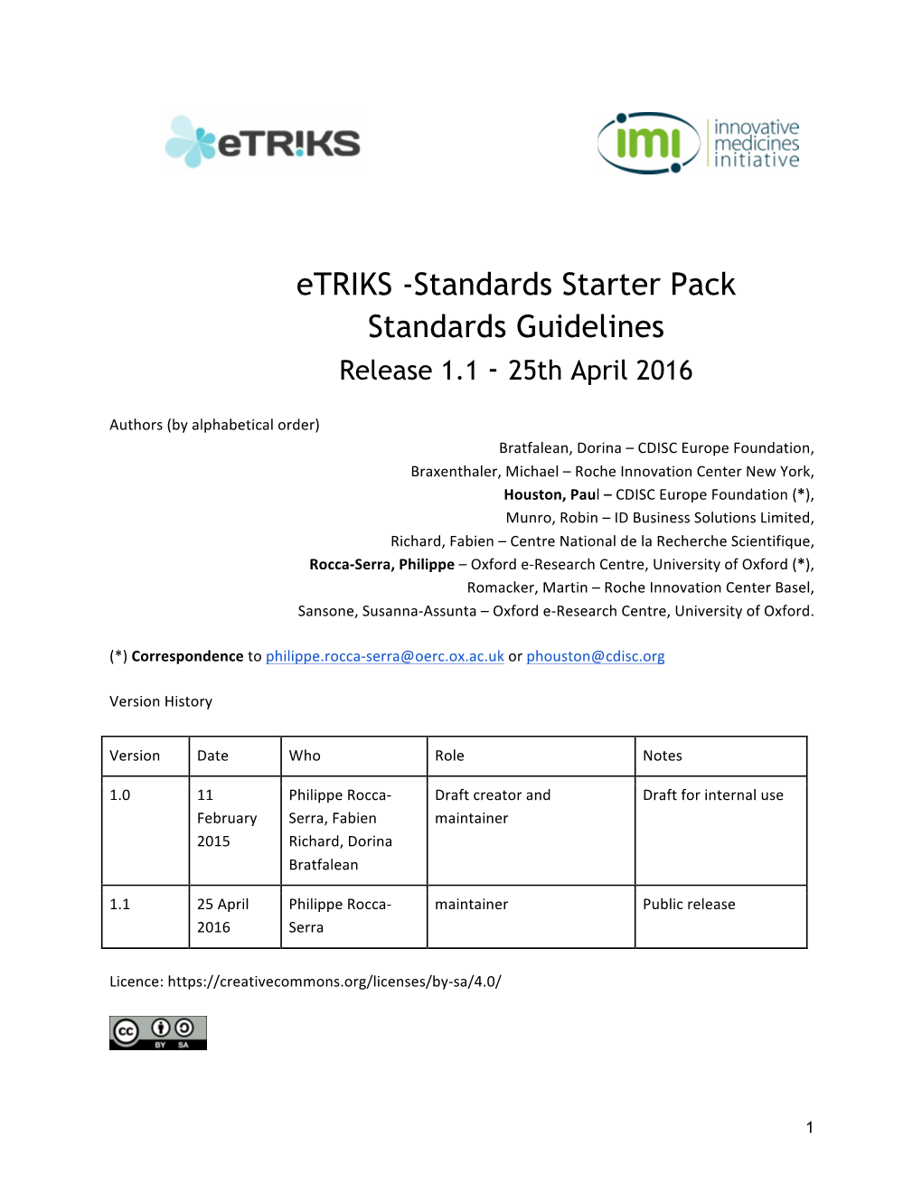 Etriks -Standards Starter Pack Standards Guidelines