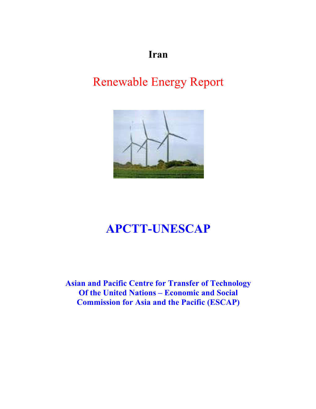 Renewable Energy Report APCTT-UNESCAP