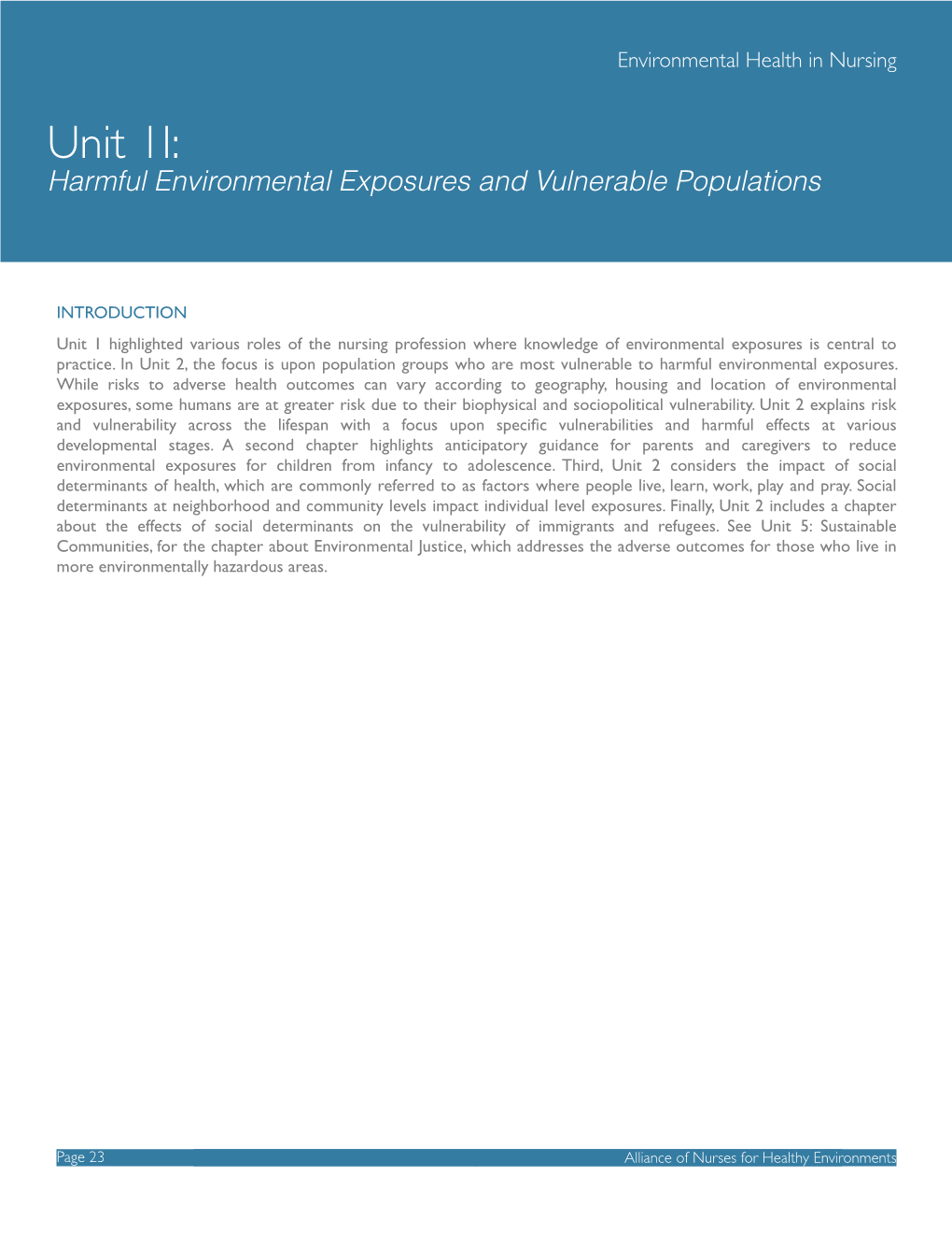 Harmful Environmental Exposures and Vulnerable Populations Environmental Health in Nursing
