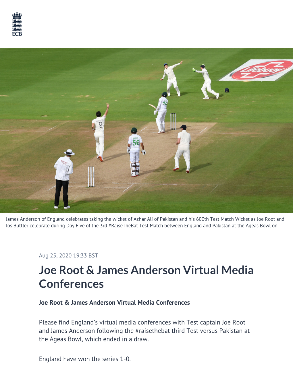 ​Joe Root & James Anderson Virtual Media Conferences