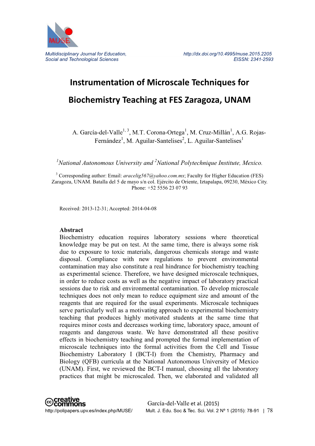 Instrumentation of Microscale Techniques for Biochemistry Teaching at FES Zaragoza, UNAM