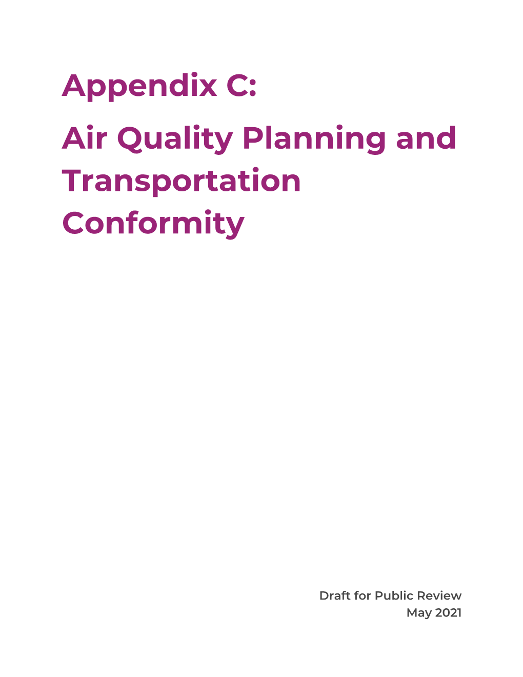 Air Quality Planning and Transportation Conformity