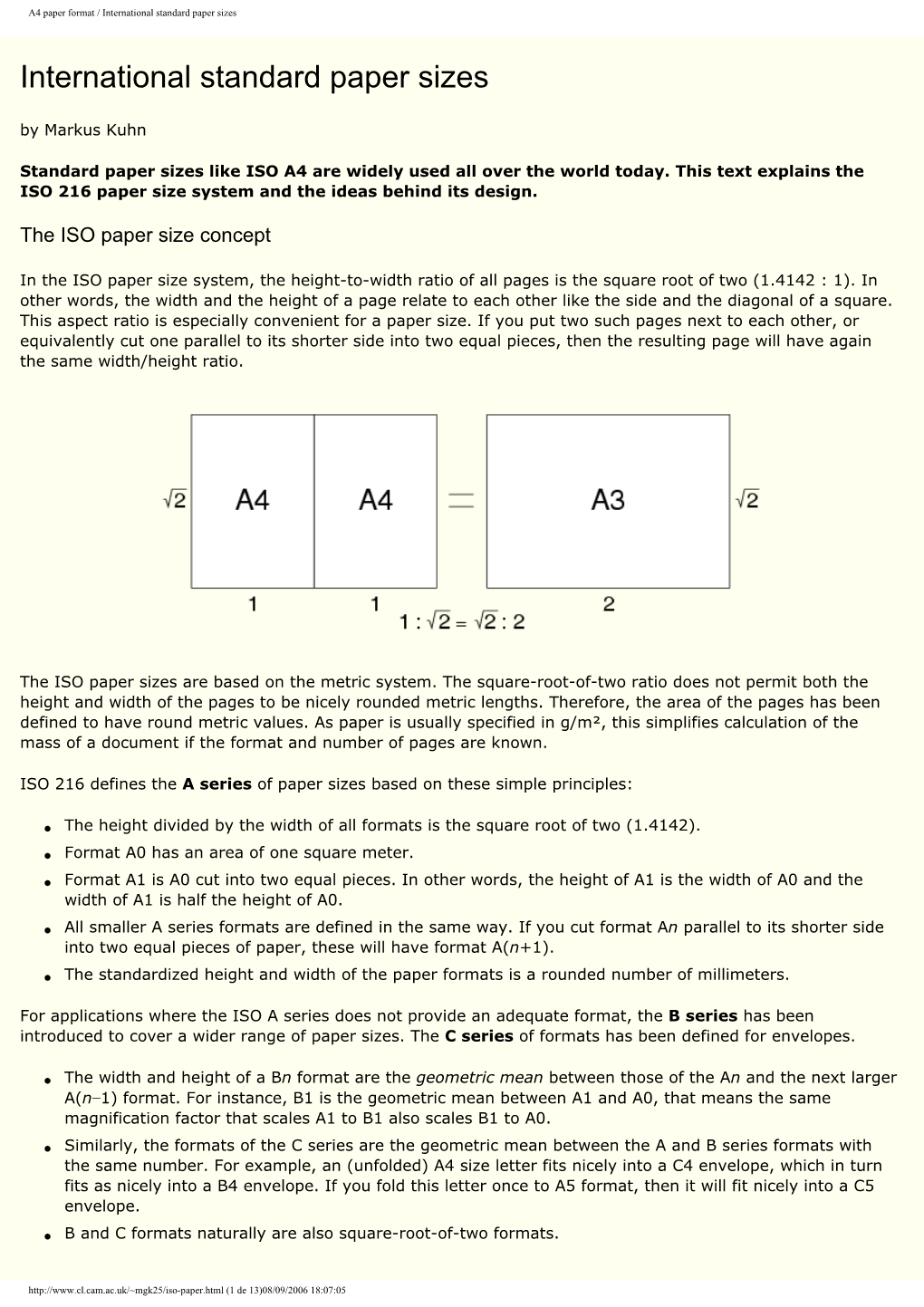 A4 Paper Format / International Standard Paper Sizes
