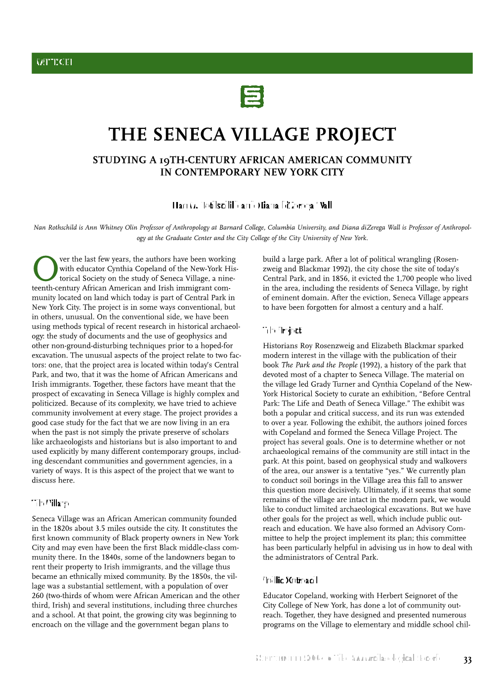 The Seneca Village Project Studying a 19Th-Century African American Community in Contemporary New York City