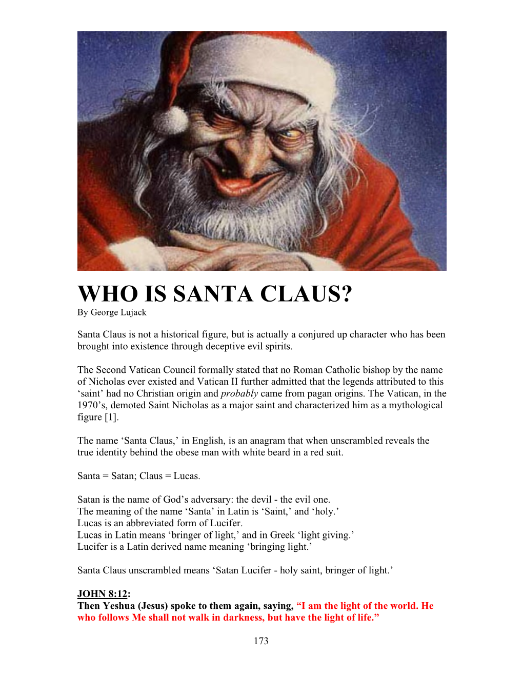 WHO IS SANTA CLAUS? by George Lujack