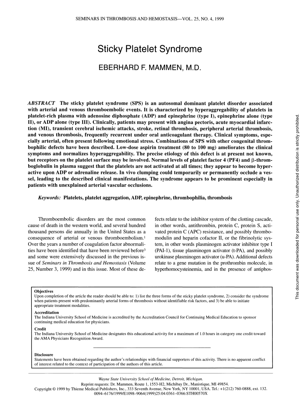 Sticky Platelet Syndrome