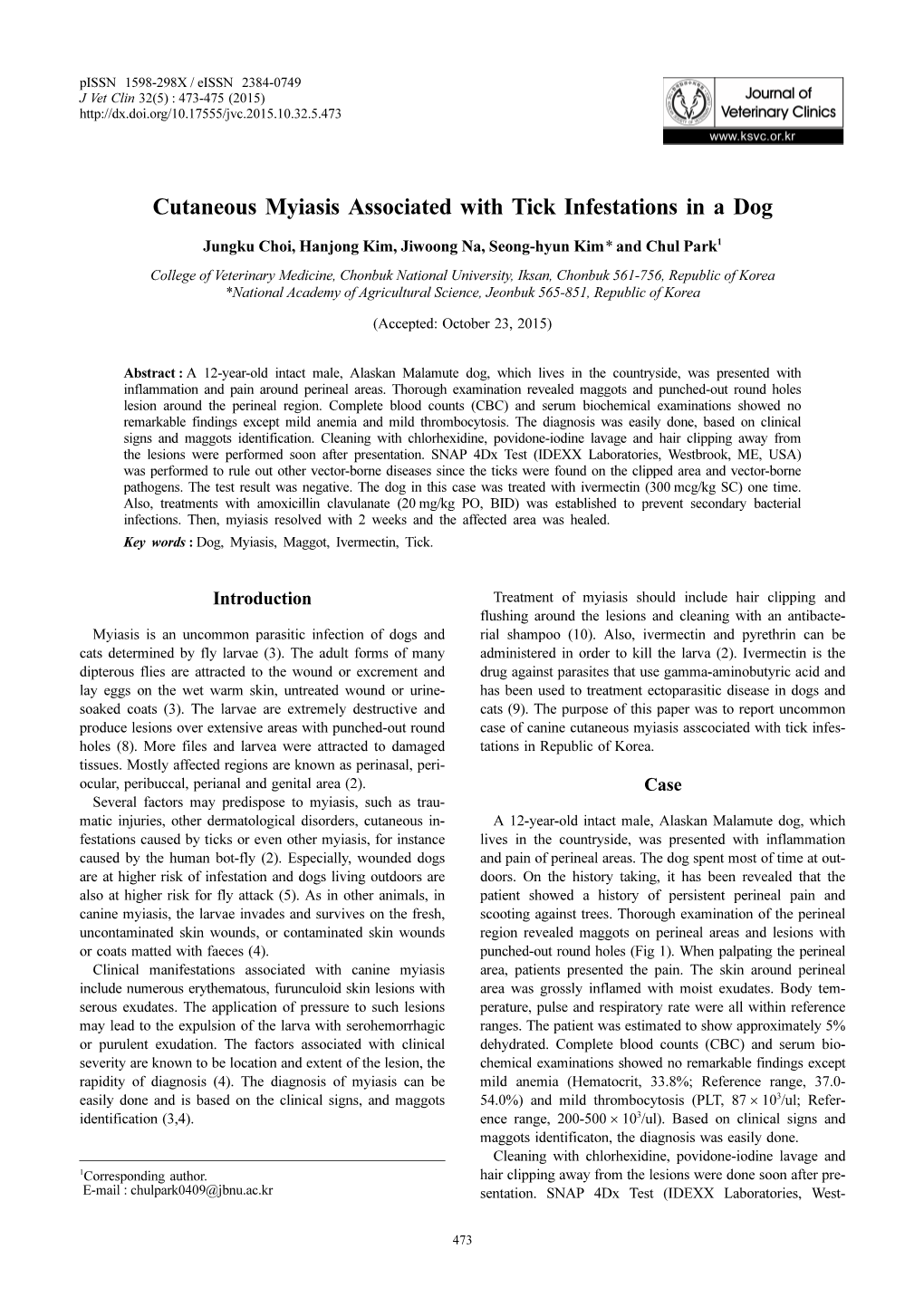 Cutaneous Myiasis Associated with Tick Infestations in a Dog