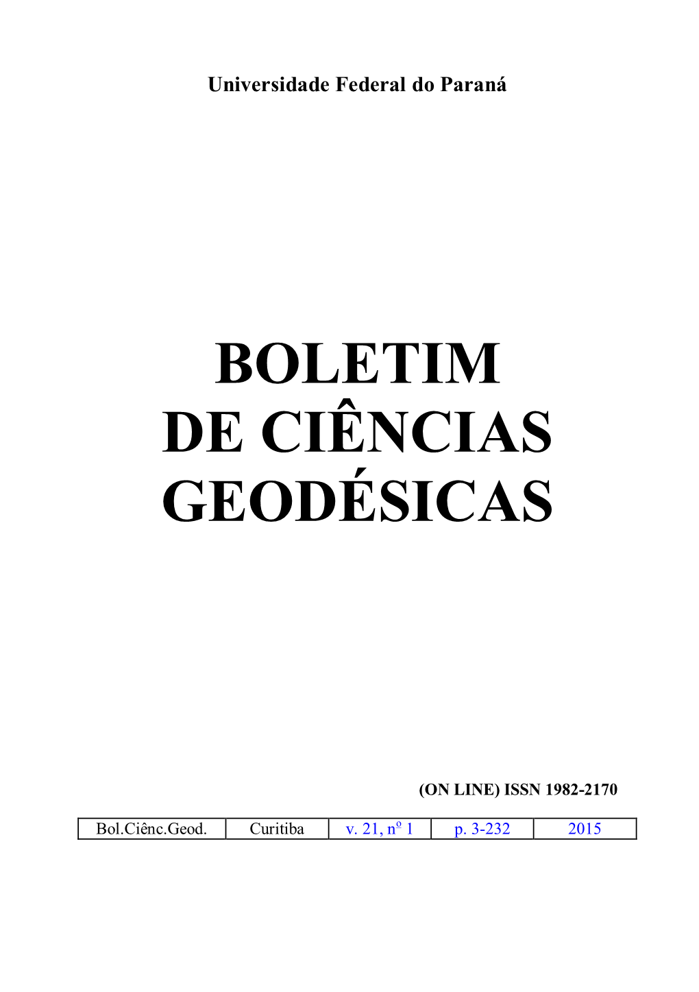 Boletim De Ciências Geodésicas