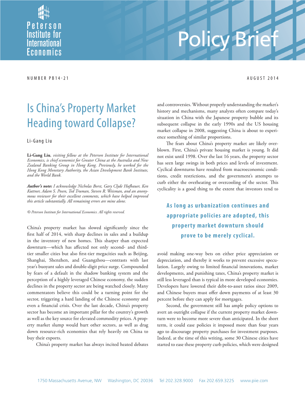 PB 14-21: Is China's Property Market Heading Toward Collapse?
