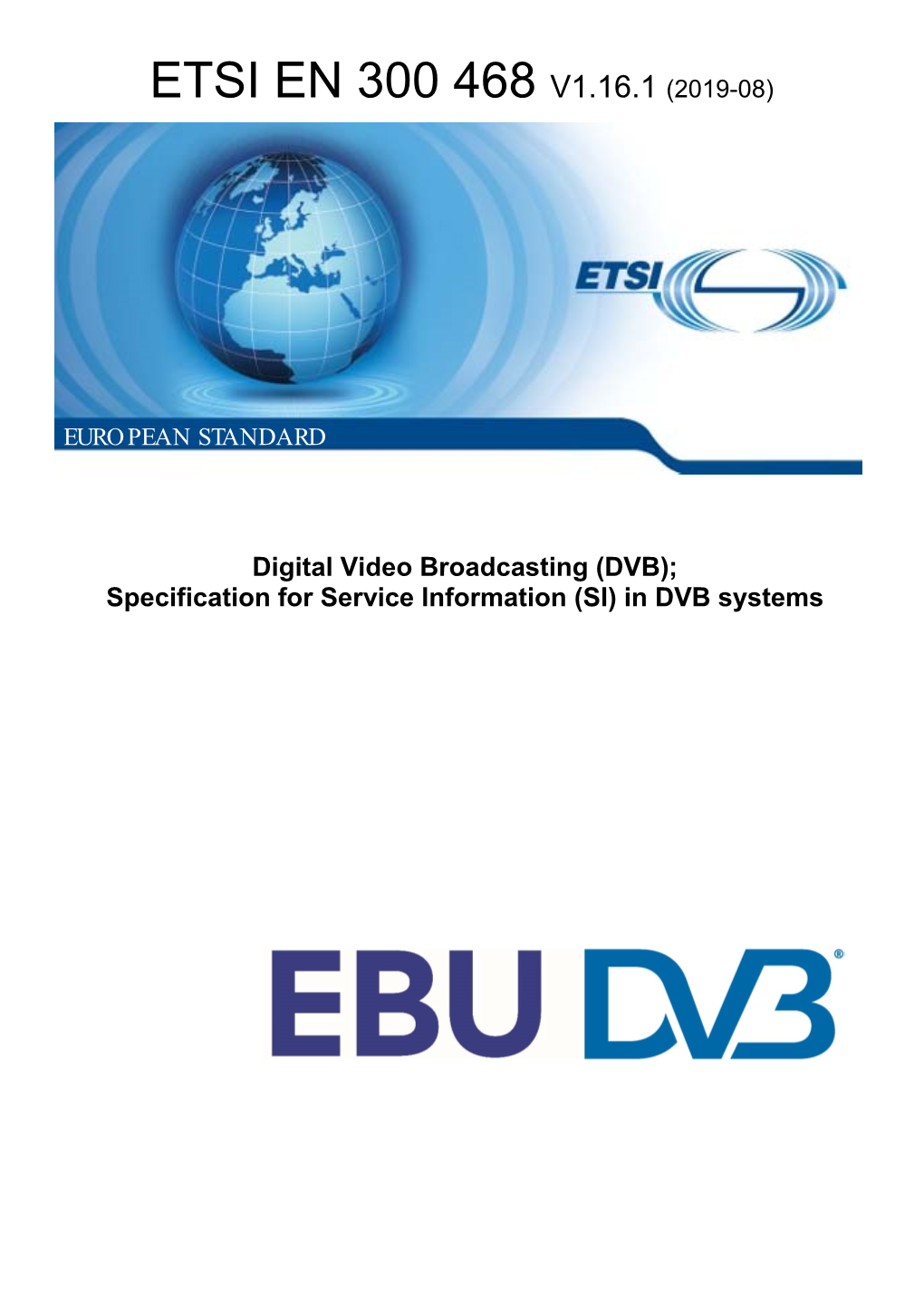 Etsi En 300 468 V1.16.1 (2019-08)