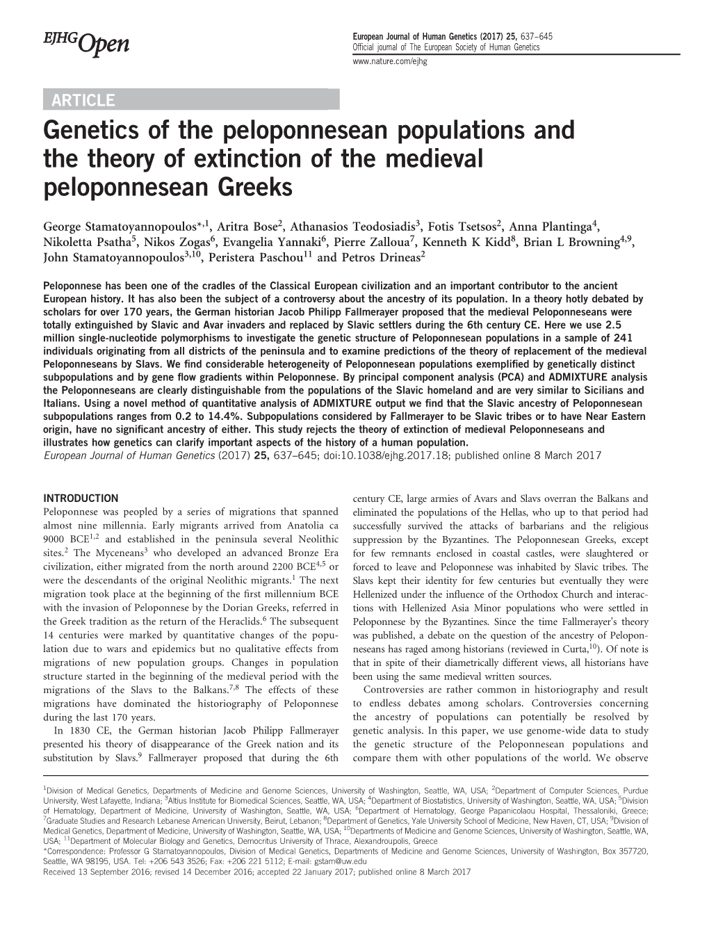 Genetics of the Peloponnesean Populations and the Theory of Extinction of the Medieval Peloponnesean Greeks