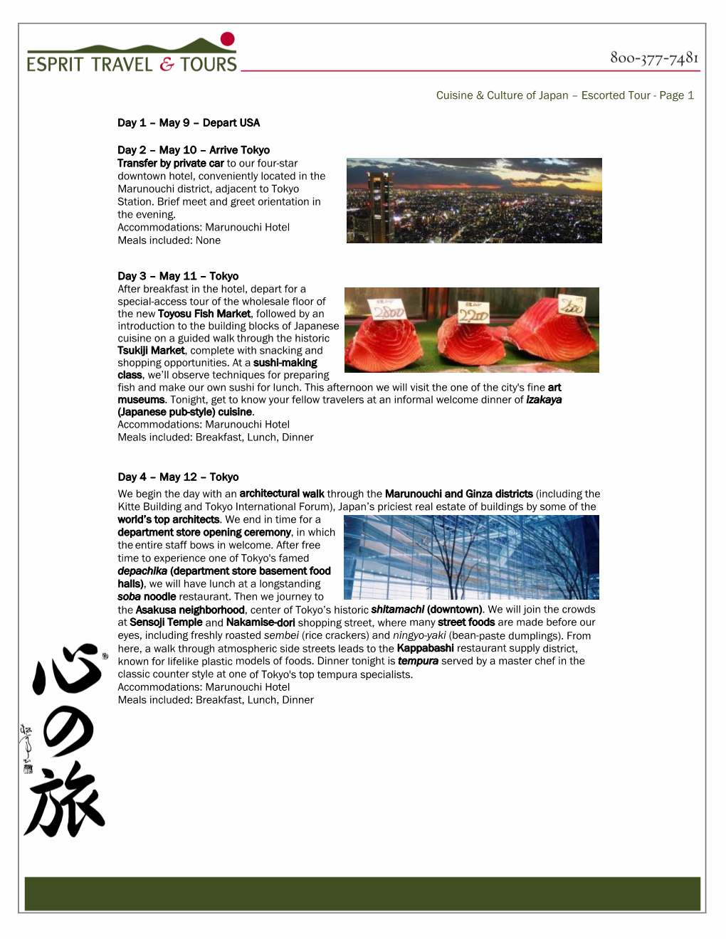 Cuisine and Culture of Japan Tour Itinerary