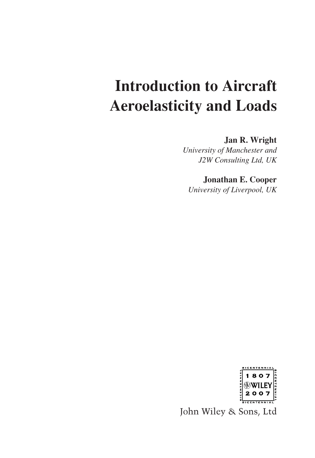 Introduction to Aircraft Aeroelasticity and Loads