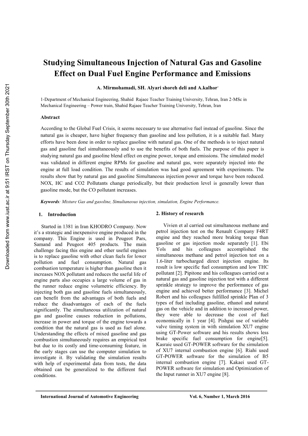 Studying Simultaneous Injection of Natural Gas and Gasoline Effect on Dual Fuel Engine Performance and Emissions