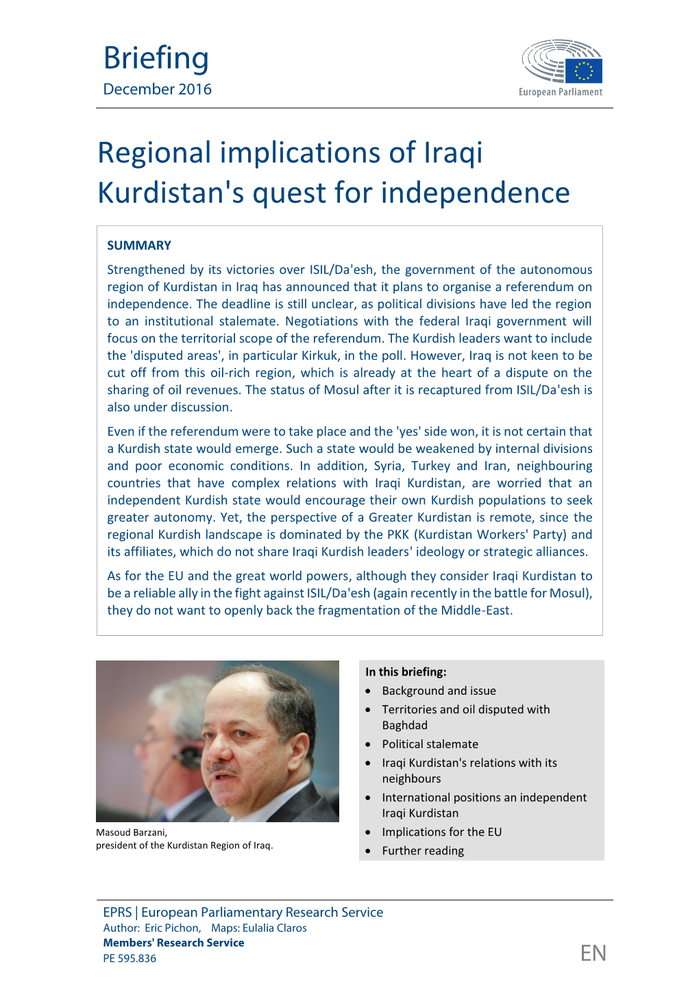 Regional Implications of Iraqi Kurdistan's Quest for Independence