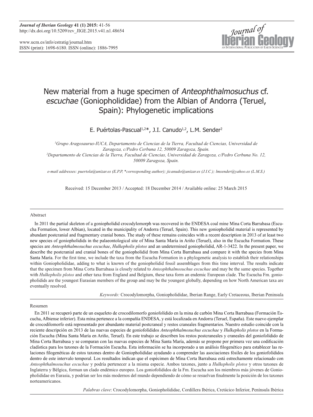 Goniopholididae) from the Albian of Andorra (Teruel, Spain): Phylogenetic Implications