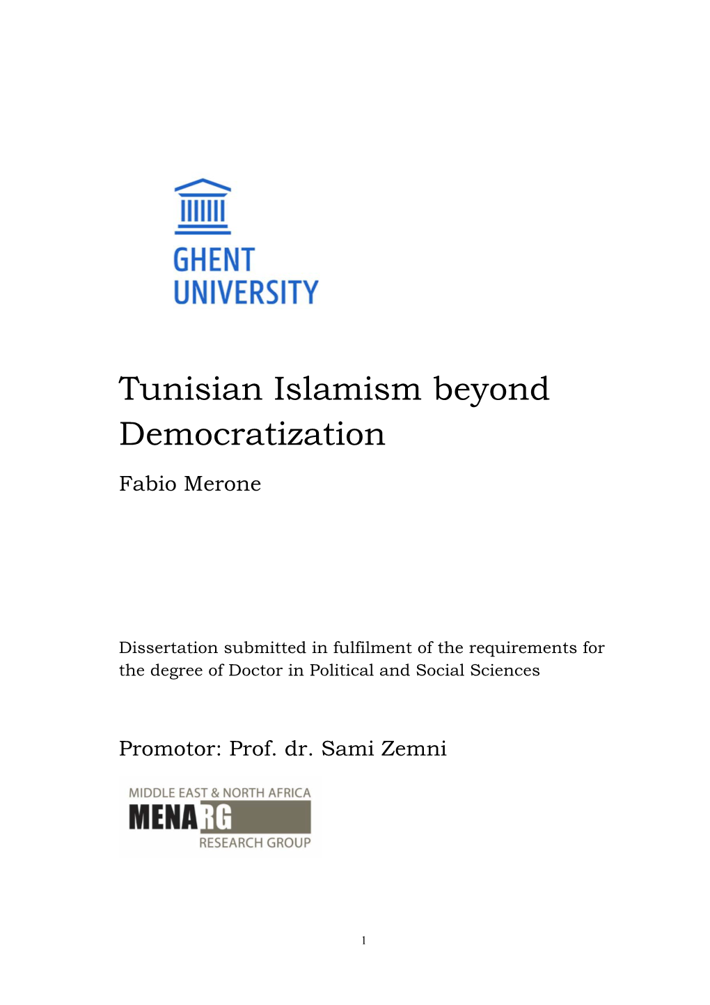 Tunisian Islamism Beyond Democratization