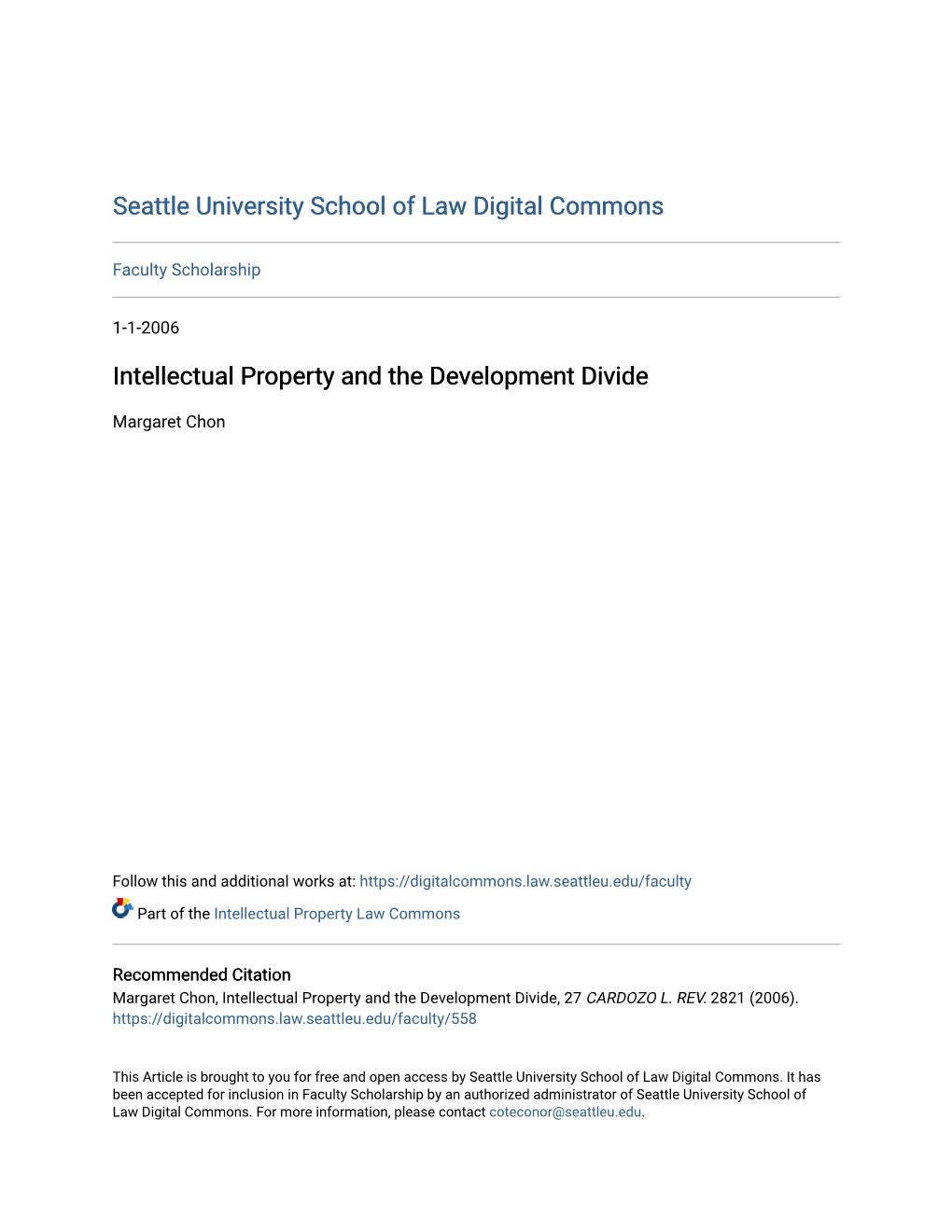 Intellectual Property and the Development Divide