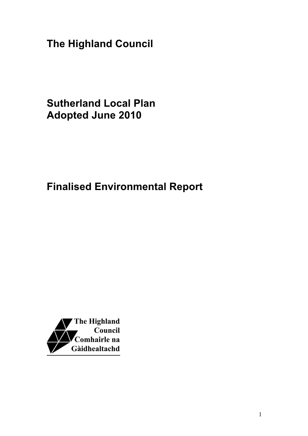 SULP Finalised Environmental Report