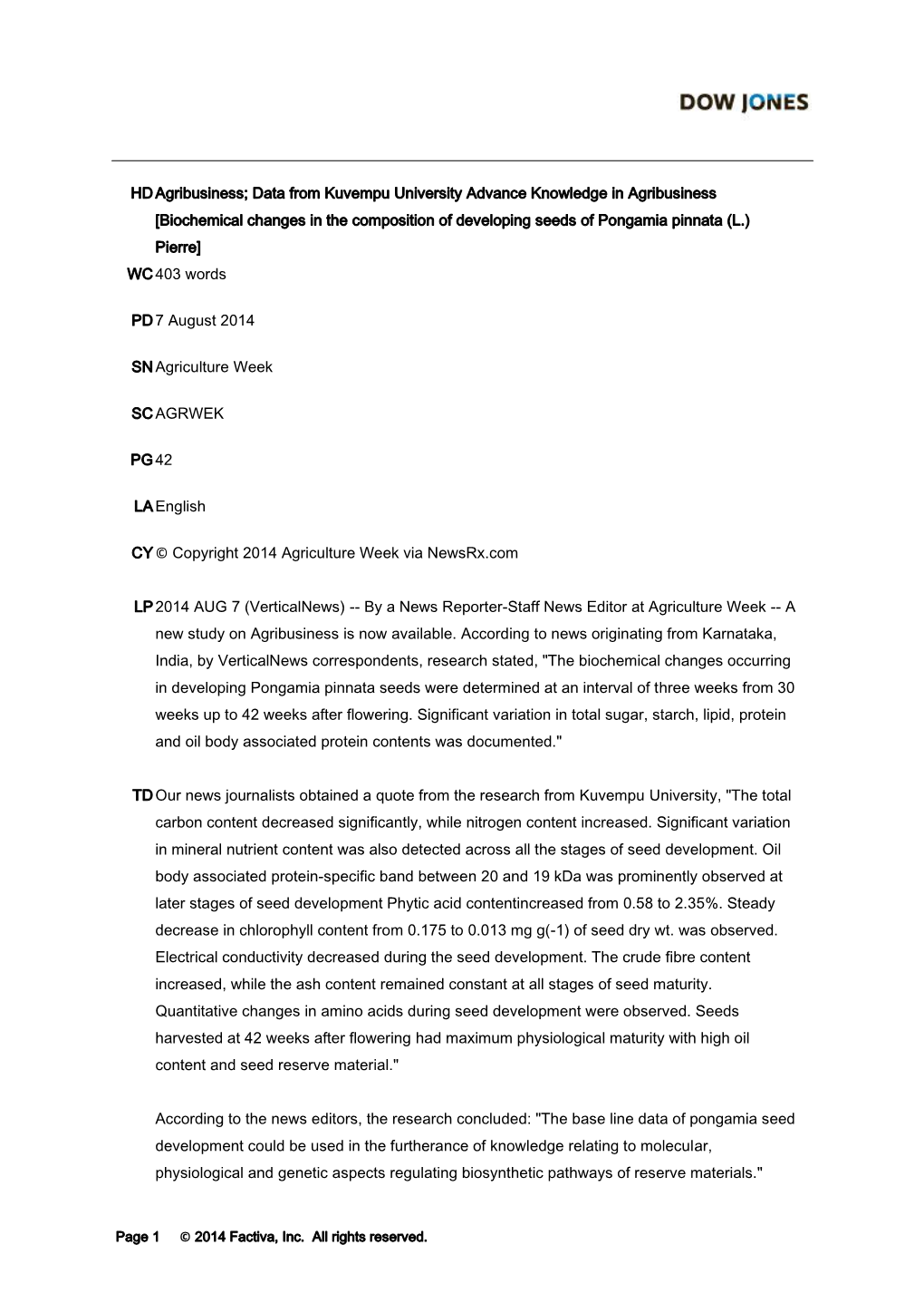 Factiva RTF Display Format