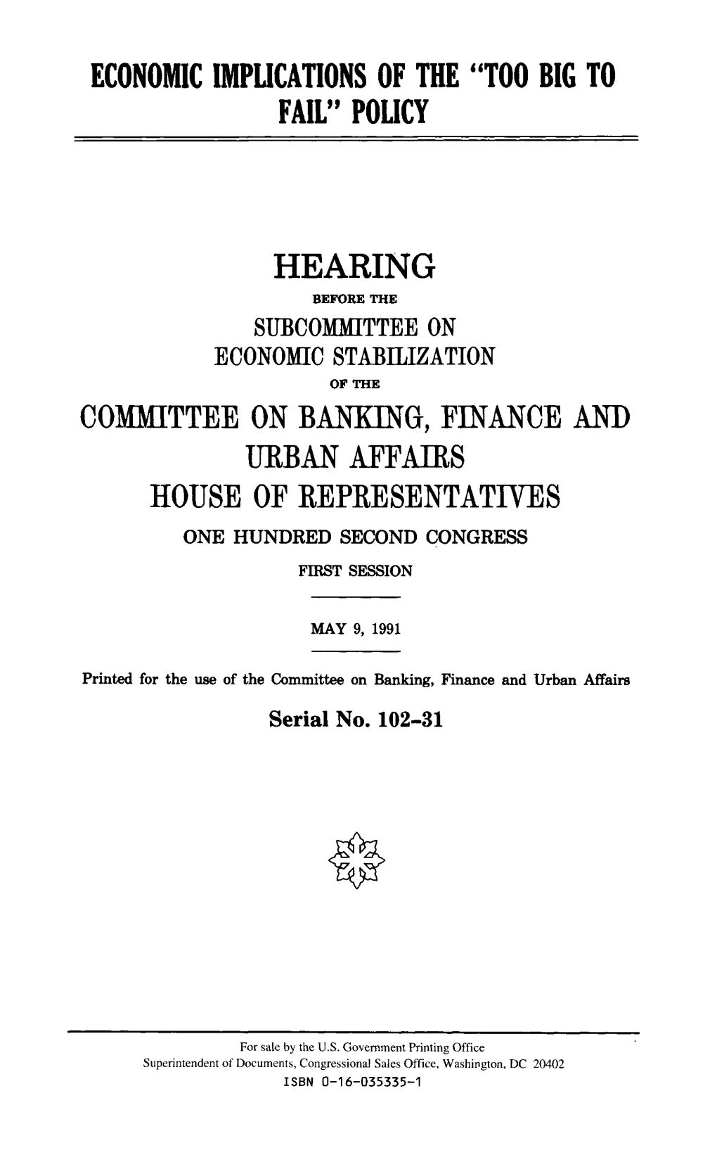 1991-05-09 John Laware Testimony to Committee on Banking.Pdf