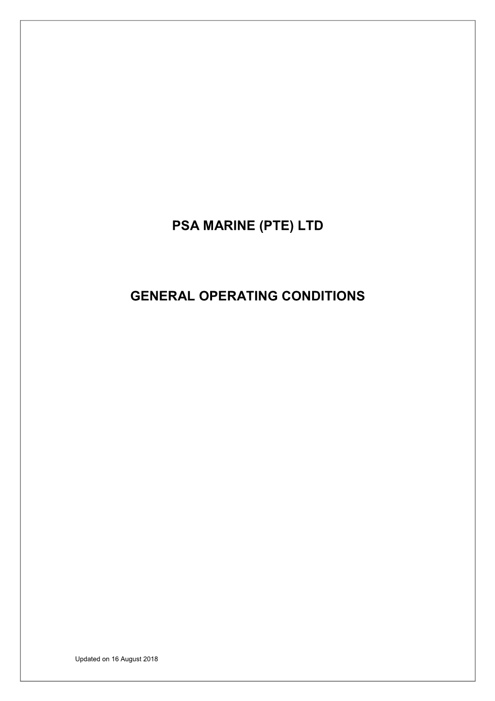 PSA Marine (Pte) Ltd GENERAL OPERATING CONDITIONS