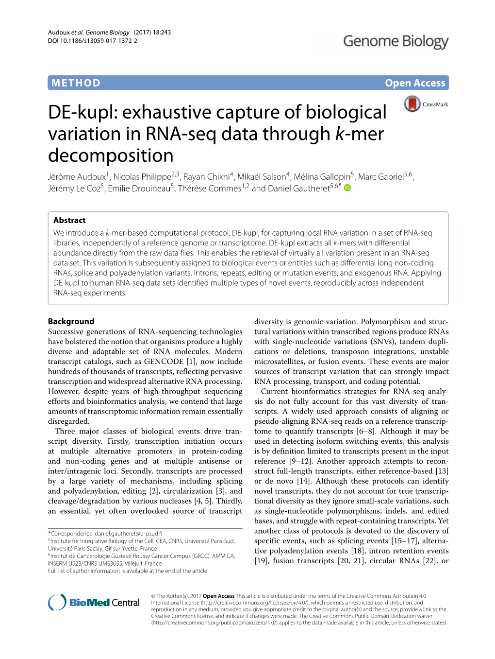 DE-Kupl: Exhaustive Capture of Biological Variation in RNA-Seq Data Through K-Mer Decomposition
