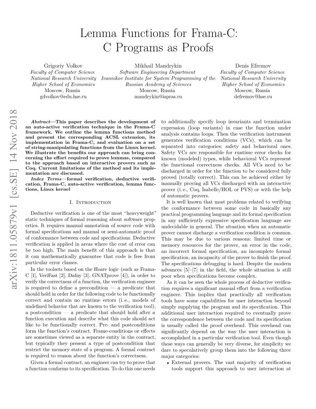 Lemma Functions for Frama-C: C Programs As Proofs