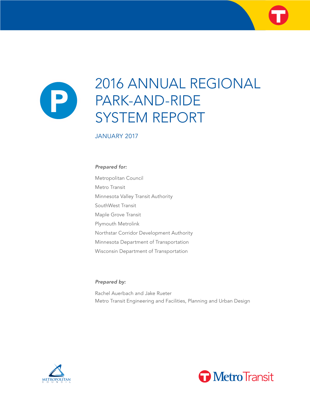 2016 Annual Regional Park-And-Ride System Report