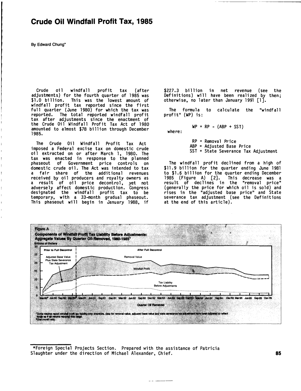 Crude Oil Windfall Profit Tax, 1985