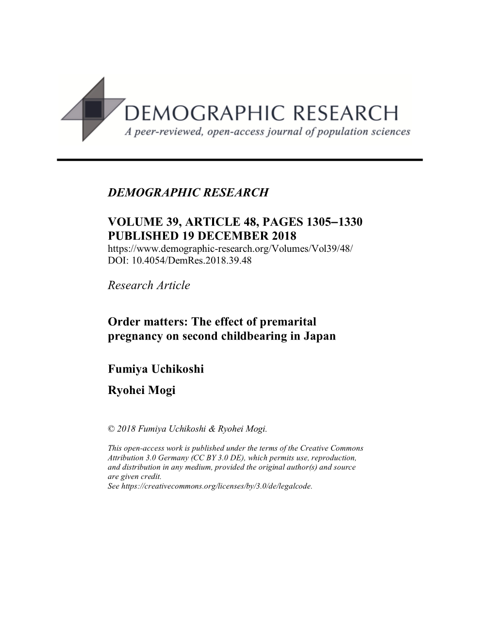 The Effect of Premarital Pregnancy on Second Childbearing in Japan