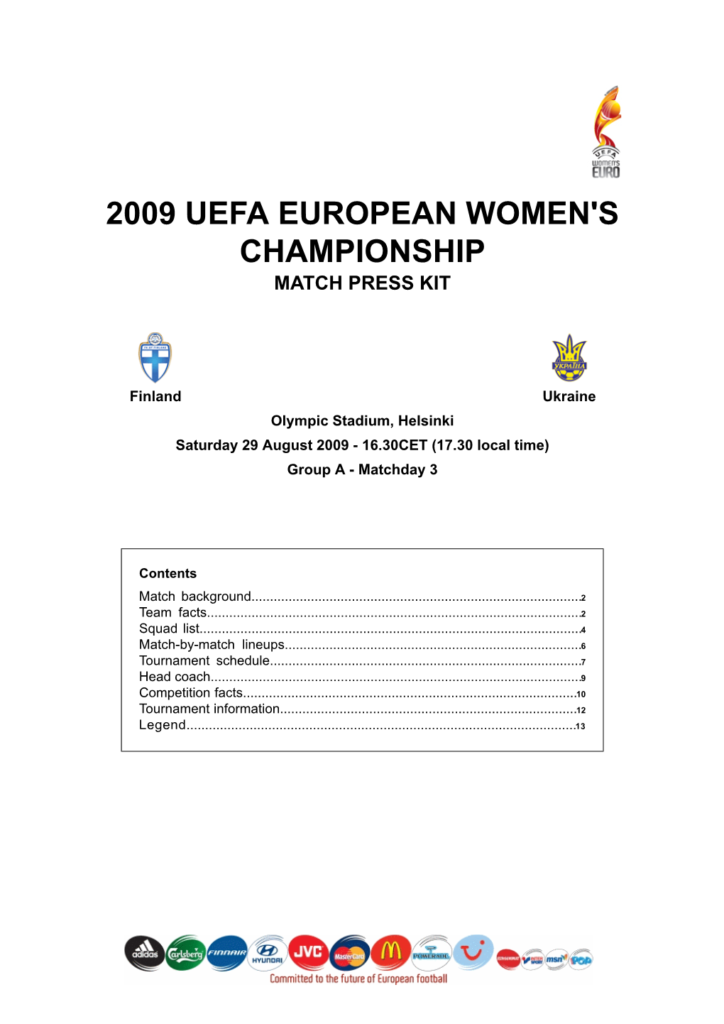 2009 Uefa European Women's Championship Match Press Kit