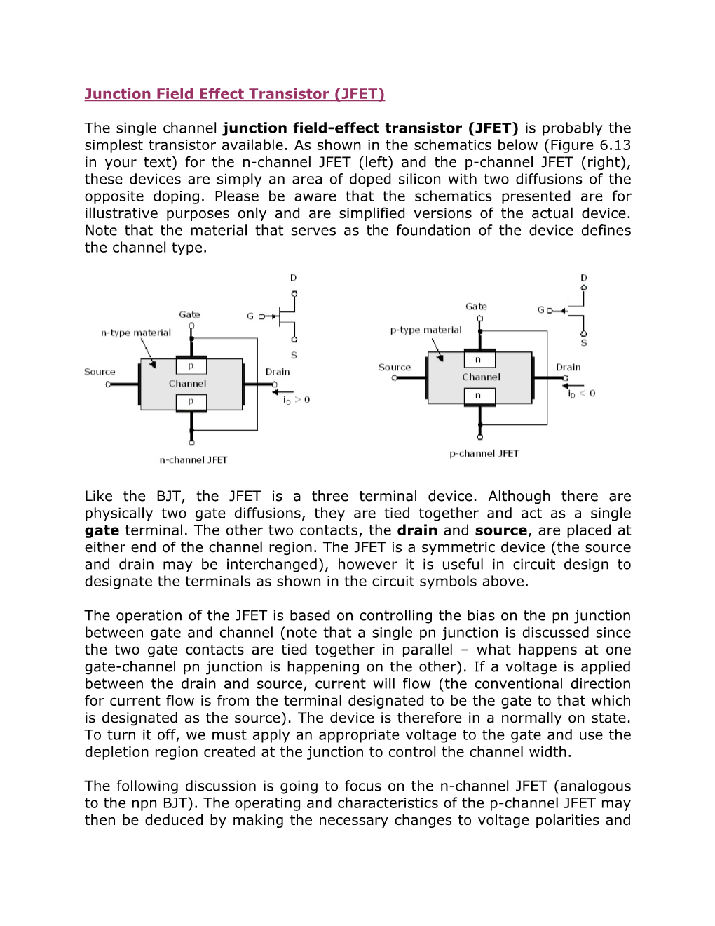 Junction Field Effect Transistor (JFET)