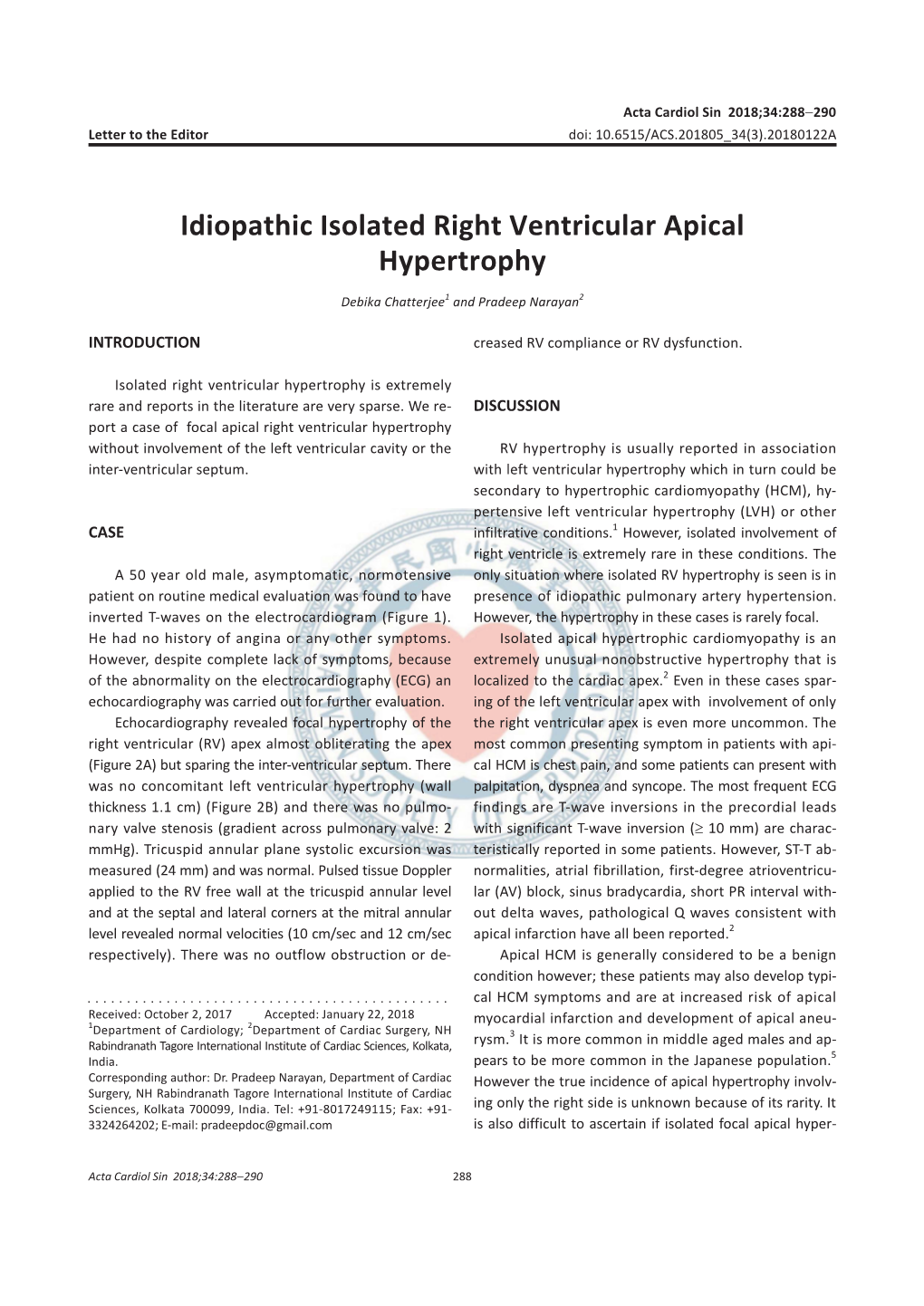 Idiopathic Isolated Right Ventricular Apical Hypertrophy