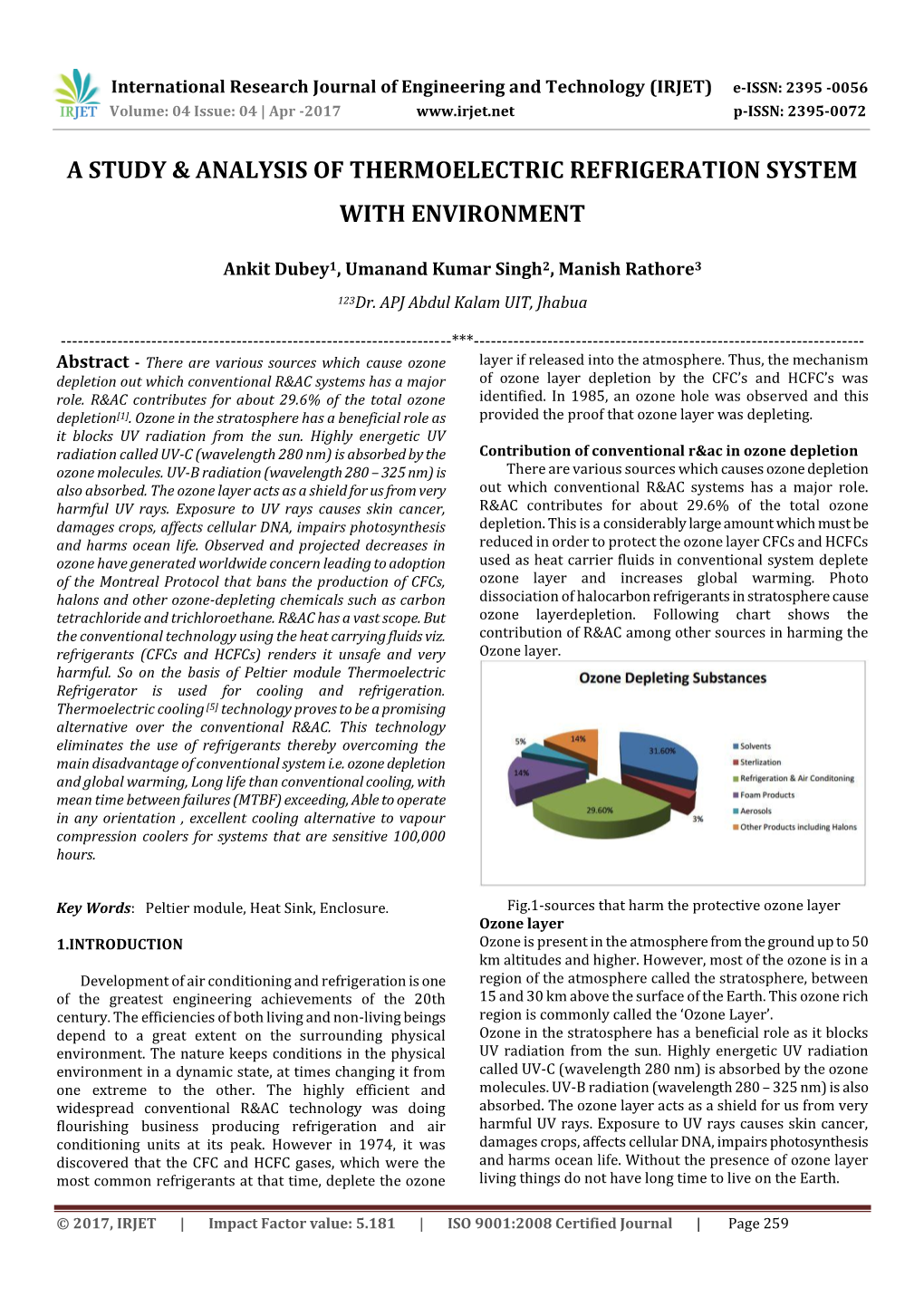 A Study & Analysis of Thermoelectric Refrigeration System With