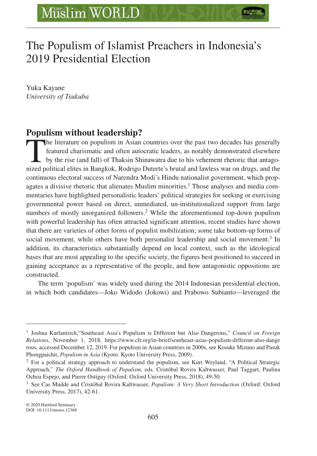 The Populism of Islamist Preachers in Indonesia's 2019 Presidential