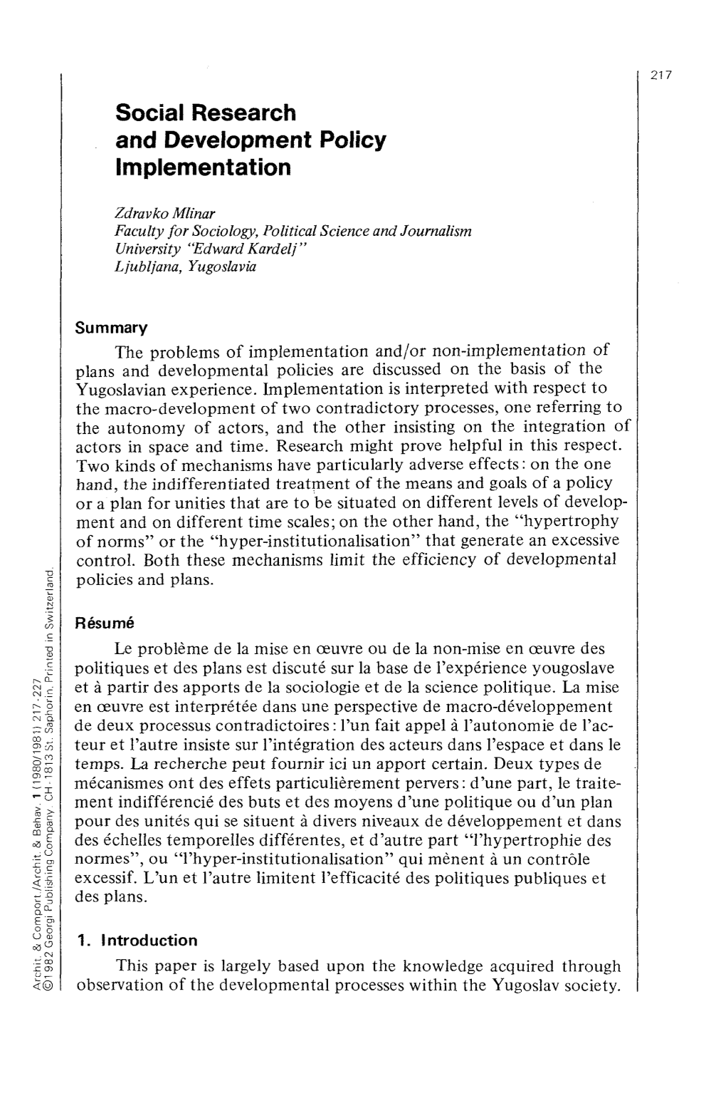 Social Research and Development Policy Implementation