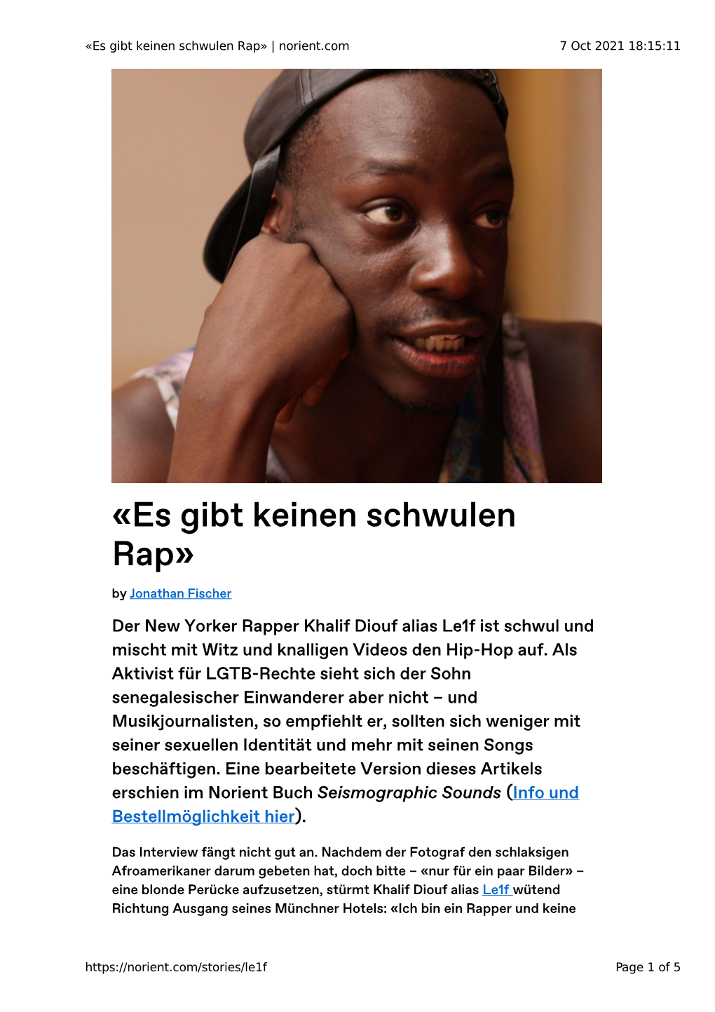 «Es Gibt Keinen Schwulen Rap» | Norient.Com 7 Oct 2021 18:15:11