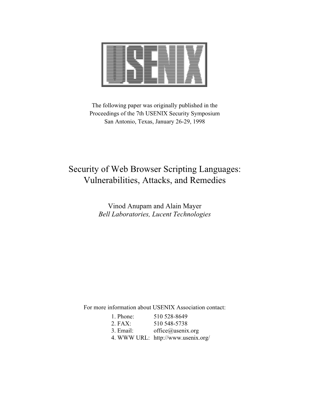 Security of Web Browser Scripting Languages: Vulnerabilities, Attacks, and Remedies